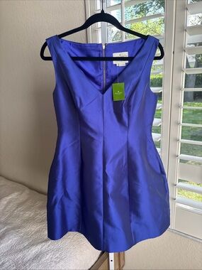 NWT Kate Spade Structured Silk Blend Blue Sleeveless Mini Dress Size 6
